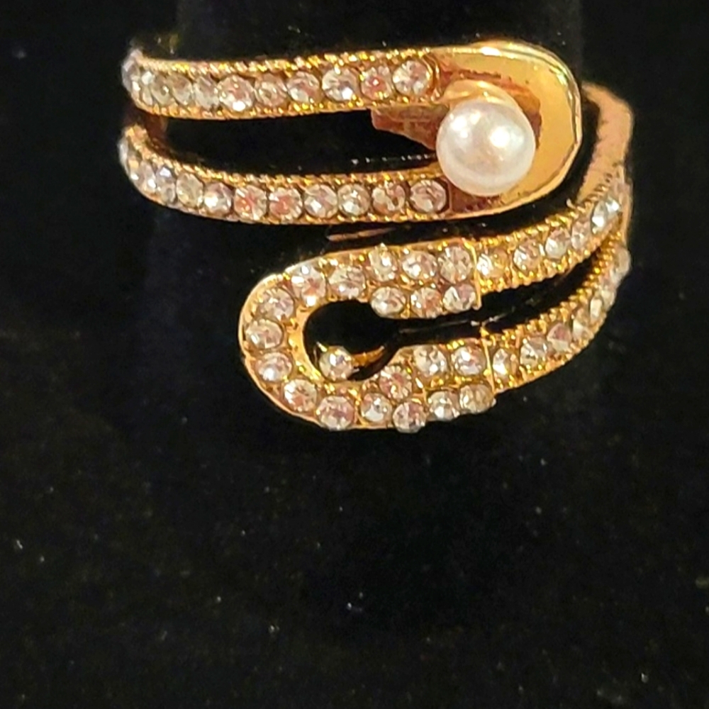 Serpentine Gold Plated Ring with CZ